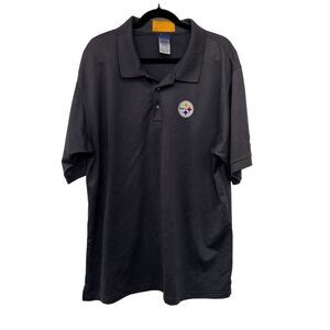Pittsburgh Steelers Polo Shirt Men's XL‎ Black Reebok NFL Embroidered